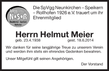 Traueranzeige von Helmut Meier von Pegnitz-Zeitung